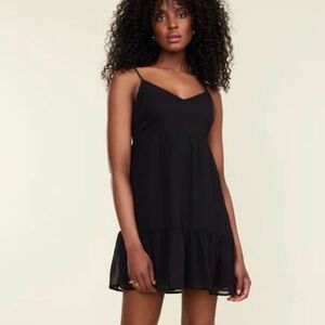 Dynamite Black Tiered Mini Dress – Flowy & Feminine - Adjustable Straps